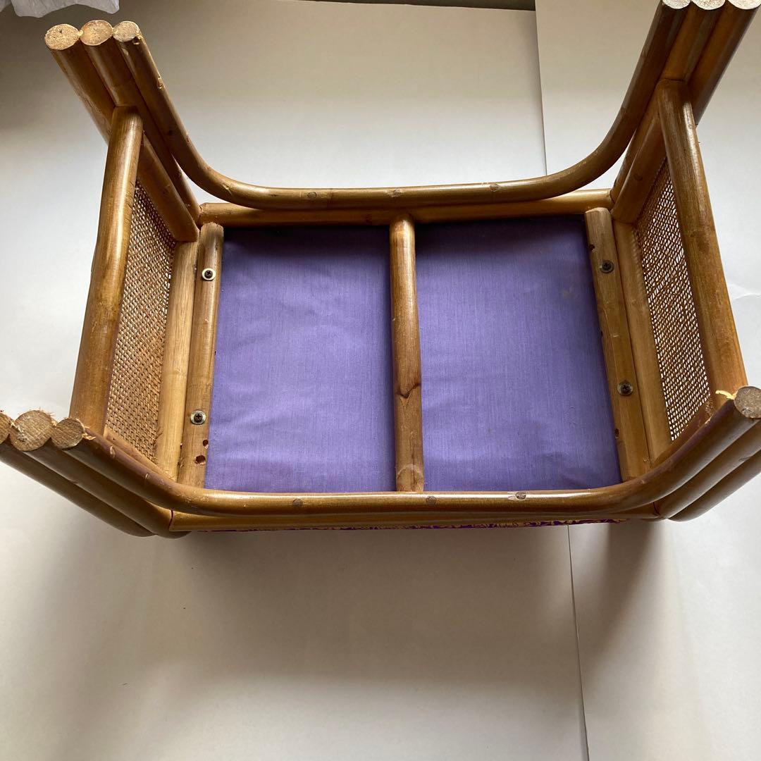 お仏壇用ラタンチェア 金襴座椅子アーム付きスツール