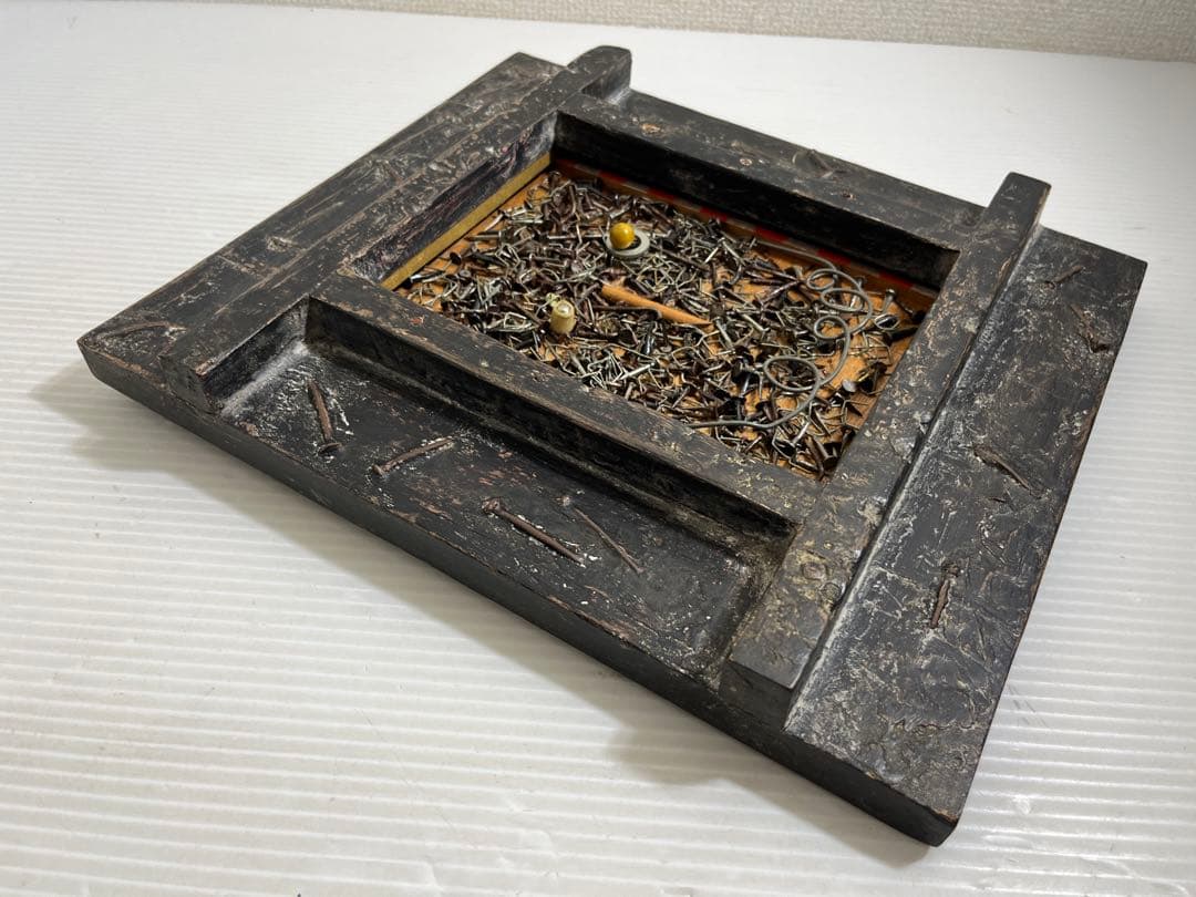 サイン有 河村純一郎 作 釘アート 1997年 モダン 美術 アーティスト