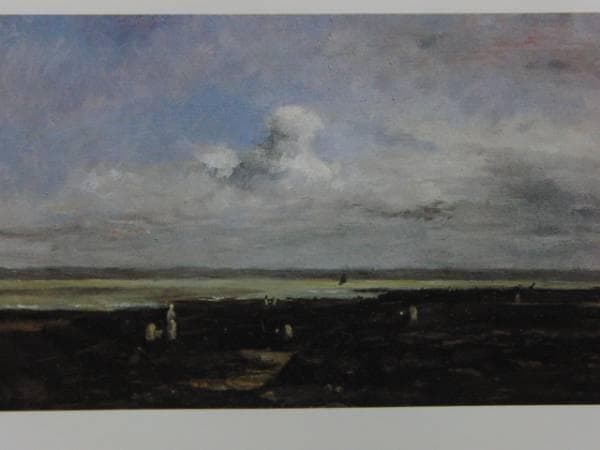 カルル・ドービニー、ヴィレルヴィルの海岸、希少画集画、額装付