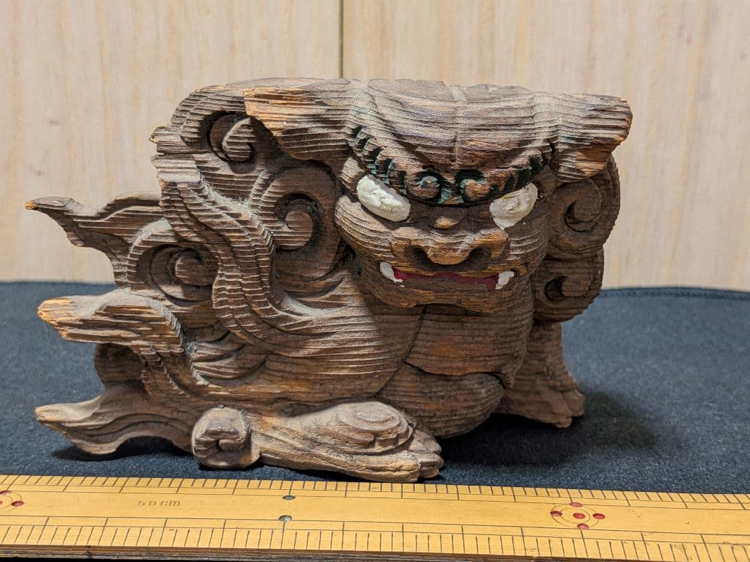社寺古材 木鼻 獅子彫刻 江戸時代期と推定 時代物 残欠