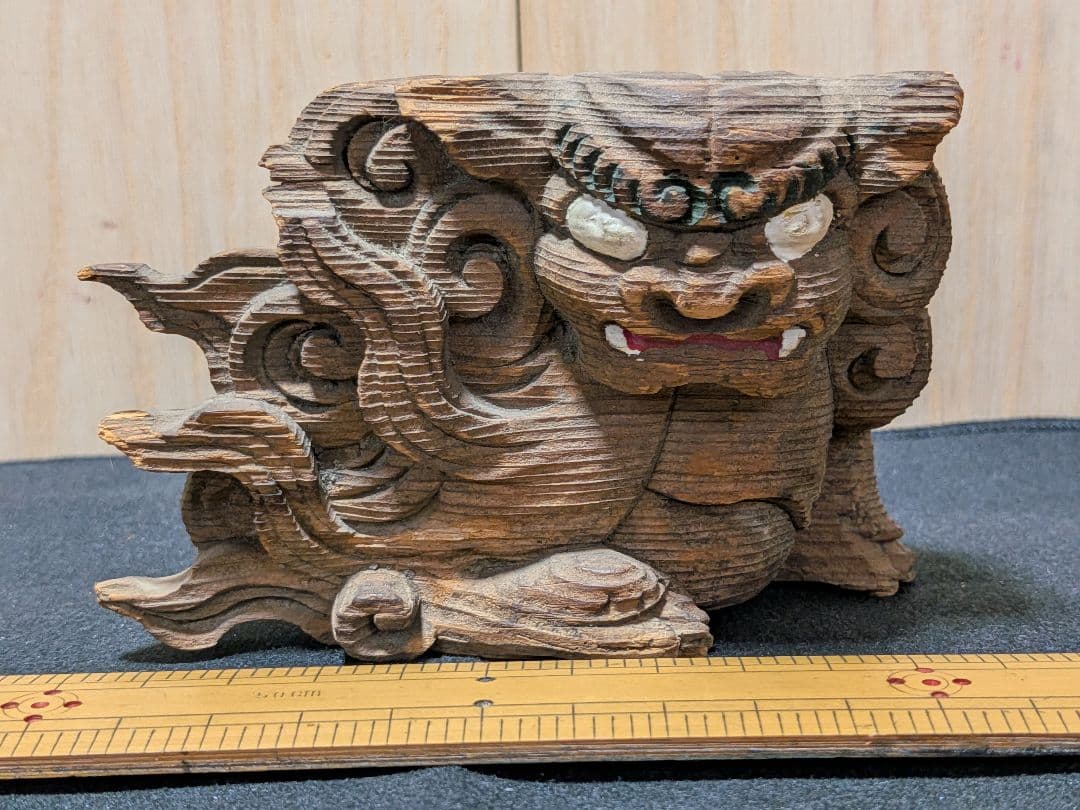 社寺古材 木鼻 獅子彫刻 江戸時代期と推定 時代物 残欠