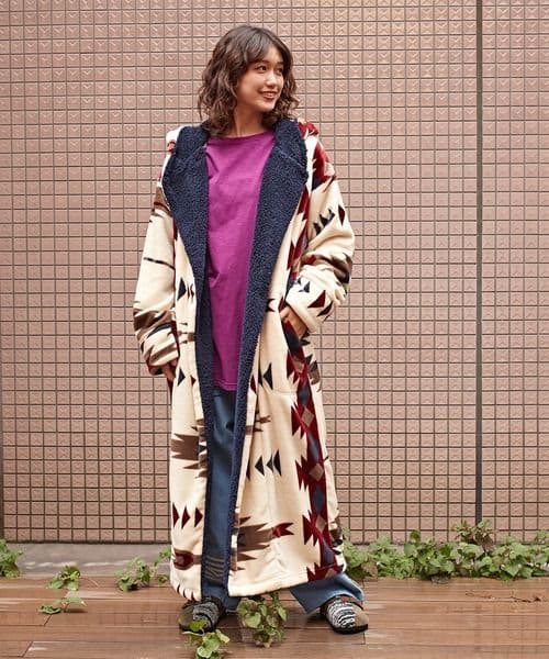 チャイハネ　NOMADY ノマディ着るブランケット ロングガウン　ベージュ