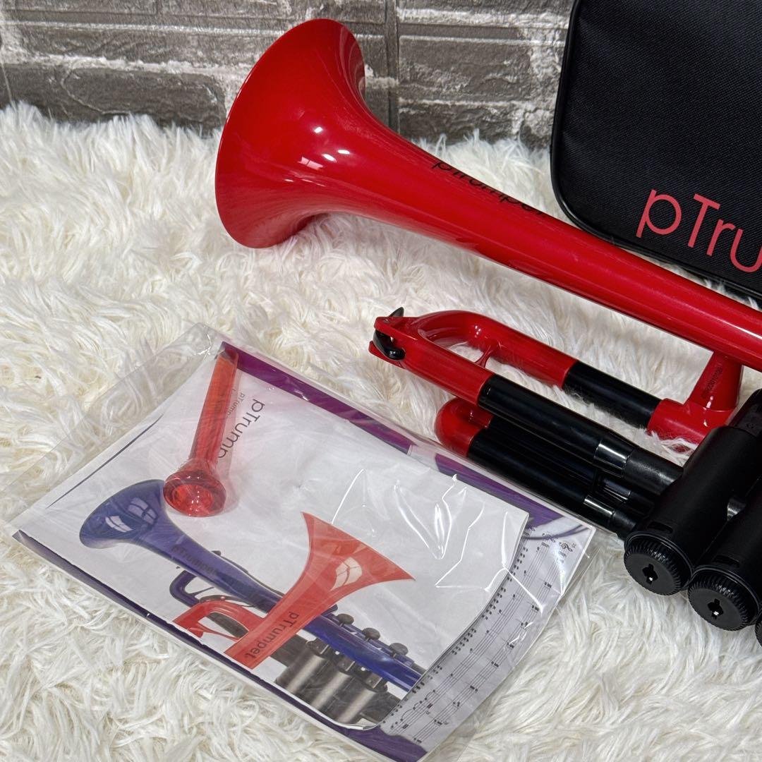 ptrumpet プラスチック トランペット ケース付き レッド 赤 軽量