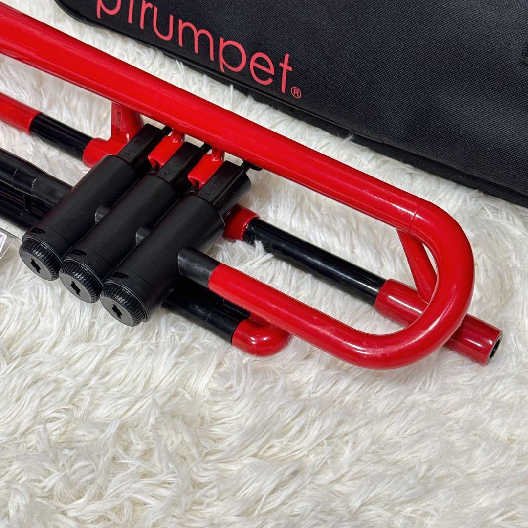 ptrumpet プラスチック トランペット ケース付き レッド 赤 軽量