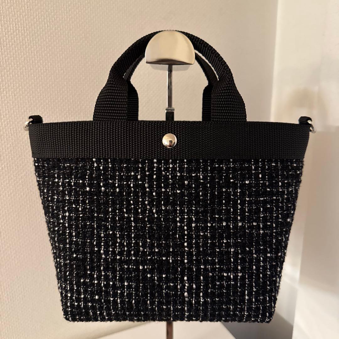 ツイードショルダーバッグ ツイードミニバッグ ラメ入りブラック ハンドメイド