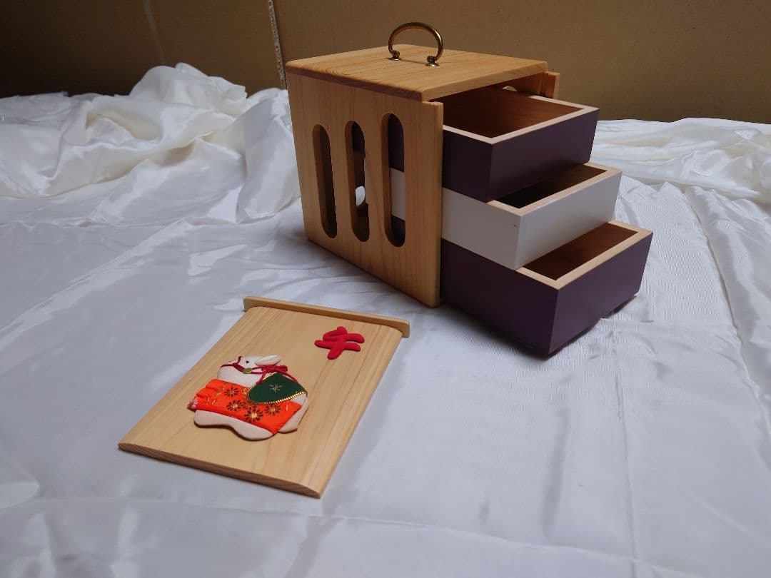 干支の押絵が付いた 伝統的遊山箱