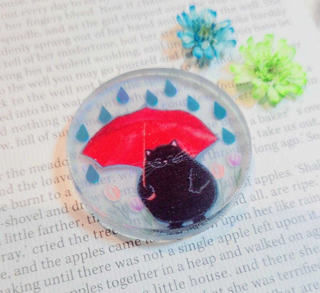 NO.62❤黒猫❤雨降ってるよ~❤レジンヘアゴム