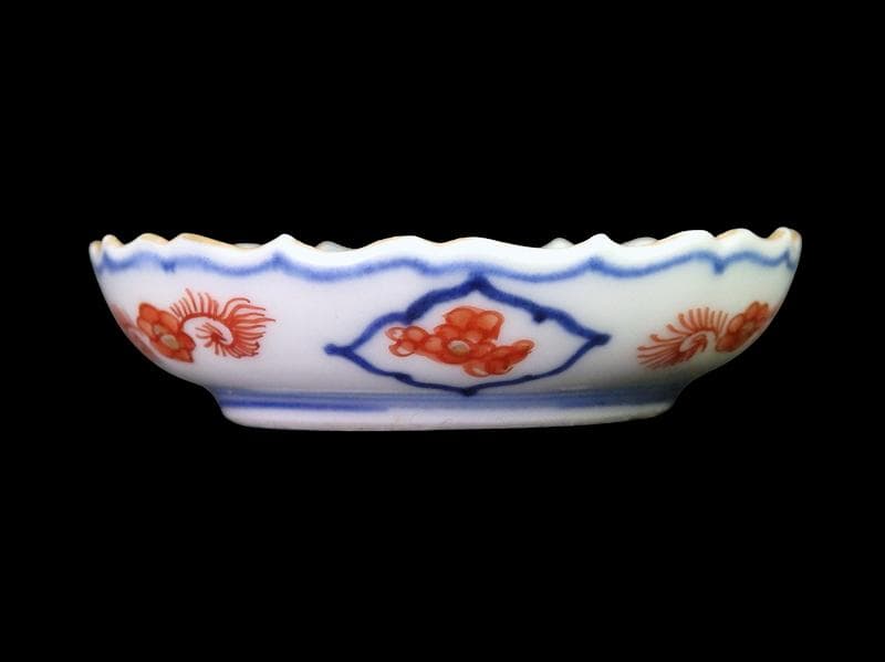 古伊万里　金襴手　花に松竹梅の図　豆皿　E725AS-CYd