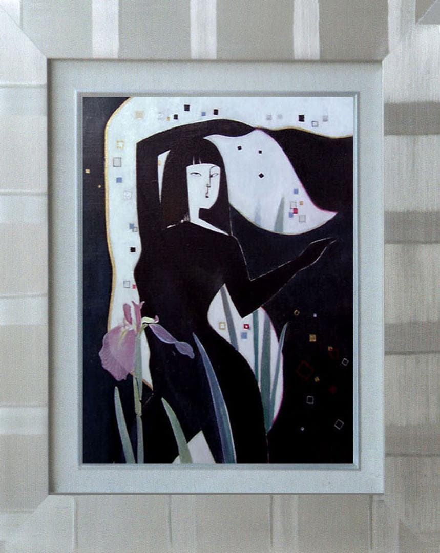 油絵 絵画 絵 インテリア 額付き(白) F6-42023 人物 女性像