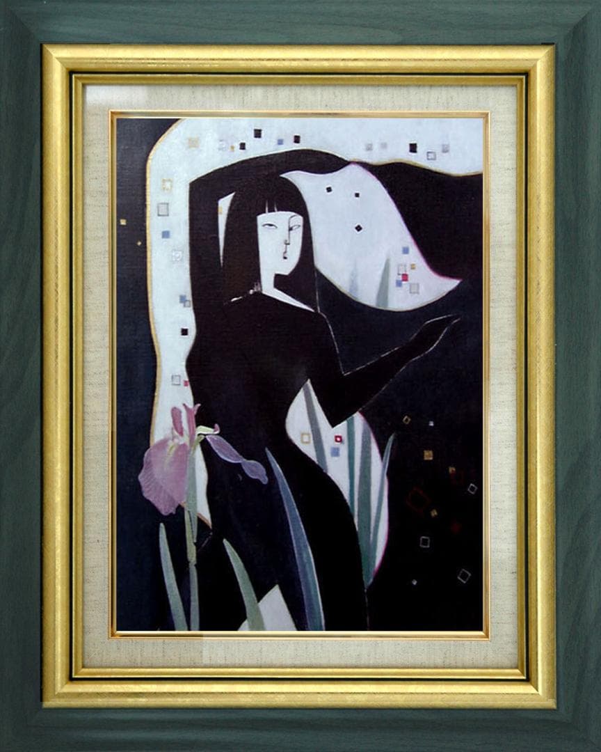 油絵 絵画 絵 インテリア 額付き(白) F6-42023 人物 女性像