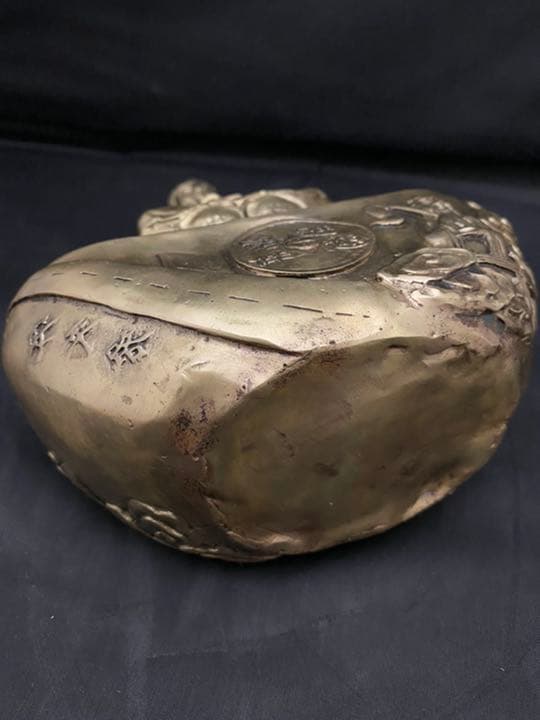 銭乗 観音 菩薩 銅製 仏像 金運 置物 開運 風水 骨董 古美術 アンティーク