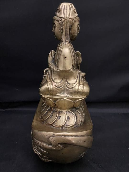 銭乗 観音 菩薩 銅製 仏像 金運 置物 開運 風水 骨董 古美術 アンティーク