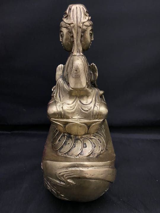 銭乗 観音 菩薩 銅製 仏像 金運 置物 開運 風水 骨董 古美術 アンティーク