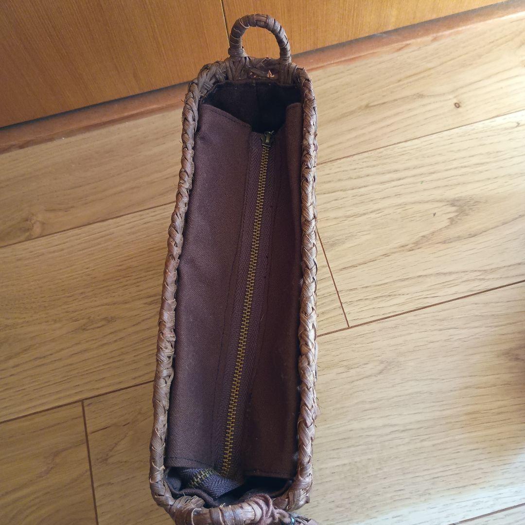 天然素材 山ぶどう蔓かごバッグ 編み込みデザイン　ショルダー付き