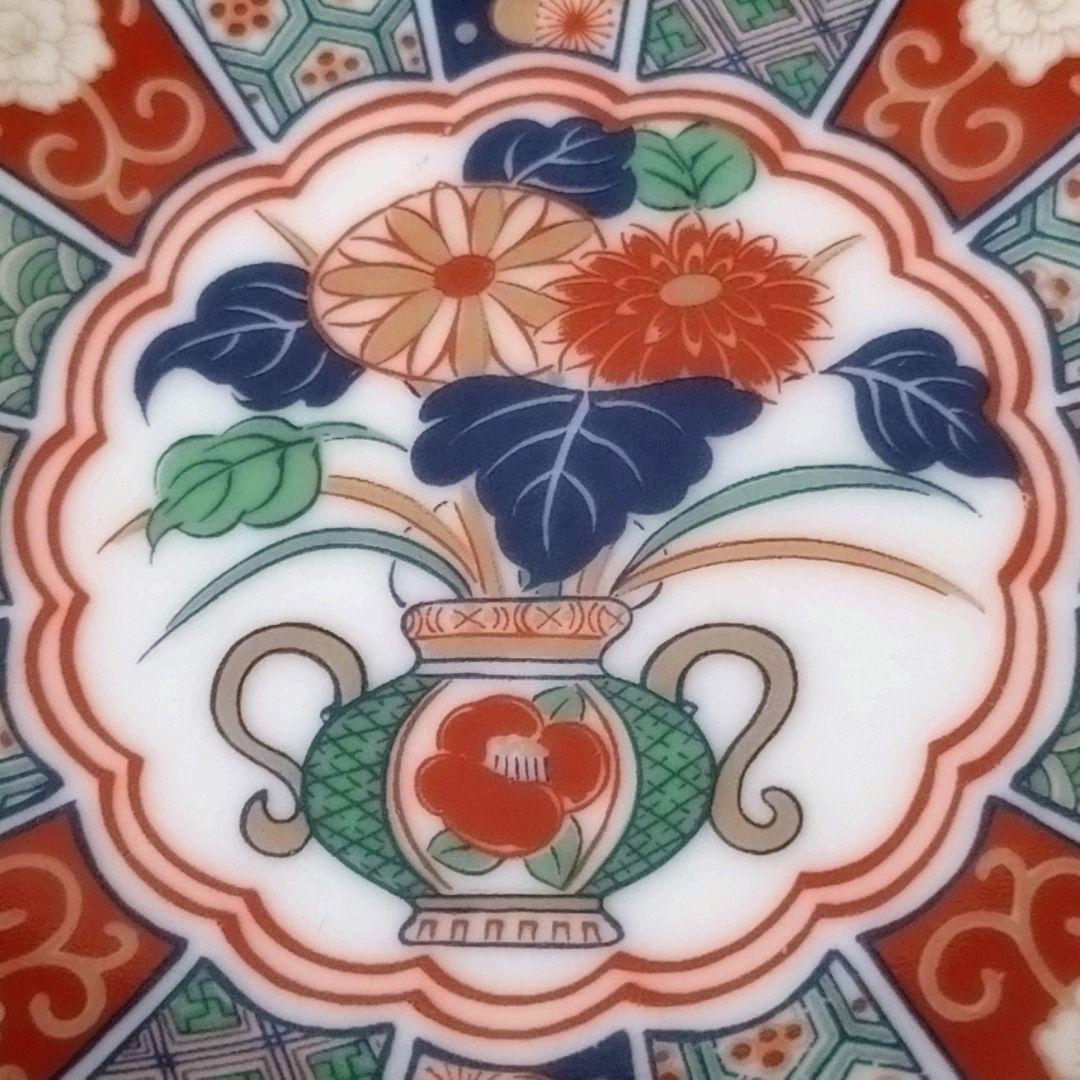 未使用品　有田焼　陶扇　小皿5枚揃え　銘々皿　取皿　豆皿　錦絵　赤絵　金彩