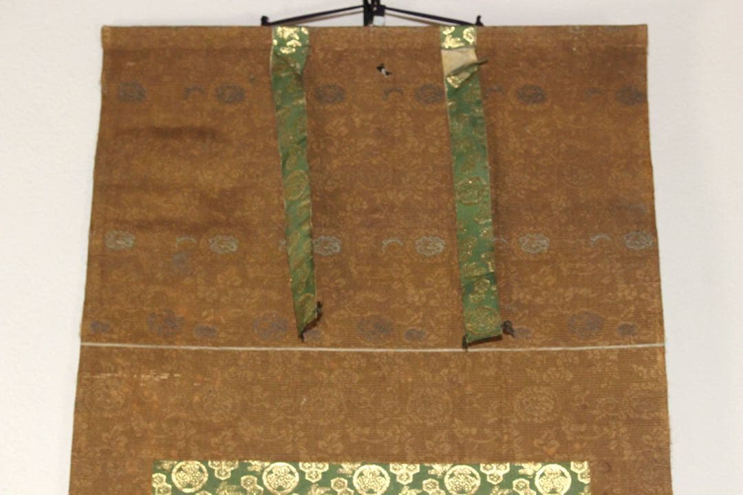 No4466 掛軸　在銘　竹軒老人　二行書　絹本　合箱　漢詩　中国　送料無料