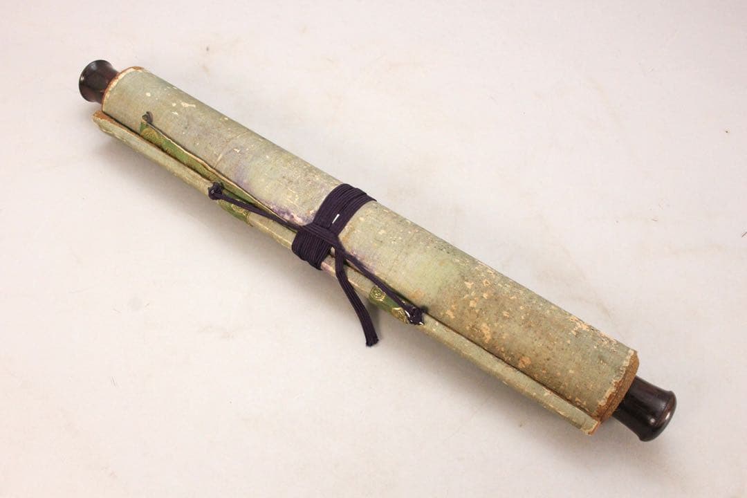 No4466 掛軸　在銘　竹軒老人　二行書　絹本　合箱　漢詩　中国　送料無料