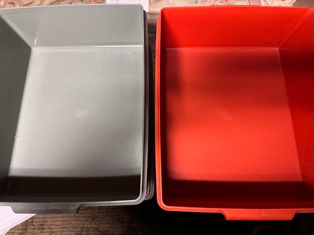 タッパーウェア収納スーパーケース6個セット ブラウン.ピンク.グレー.オレンジ