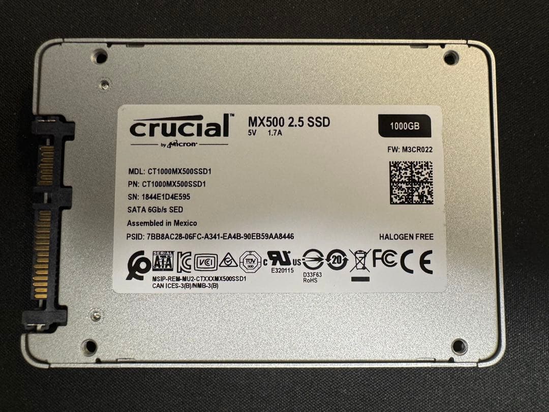 【ジャンク】crucial MX500 SSD 1000GB(1TB)