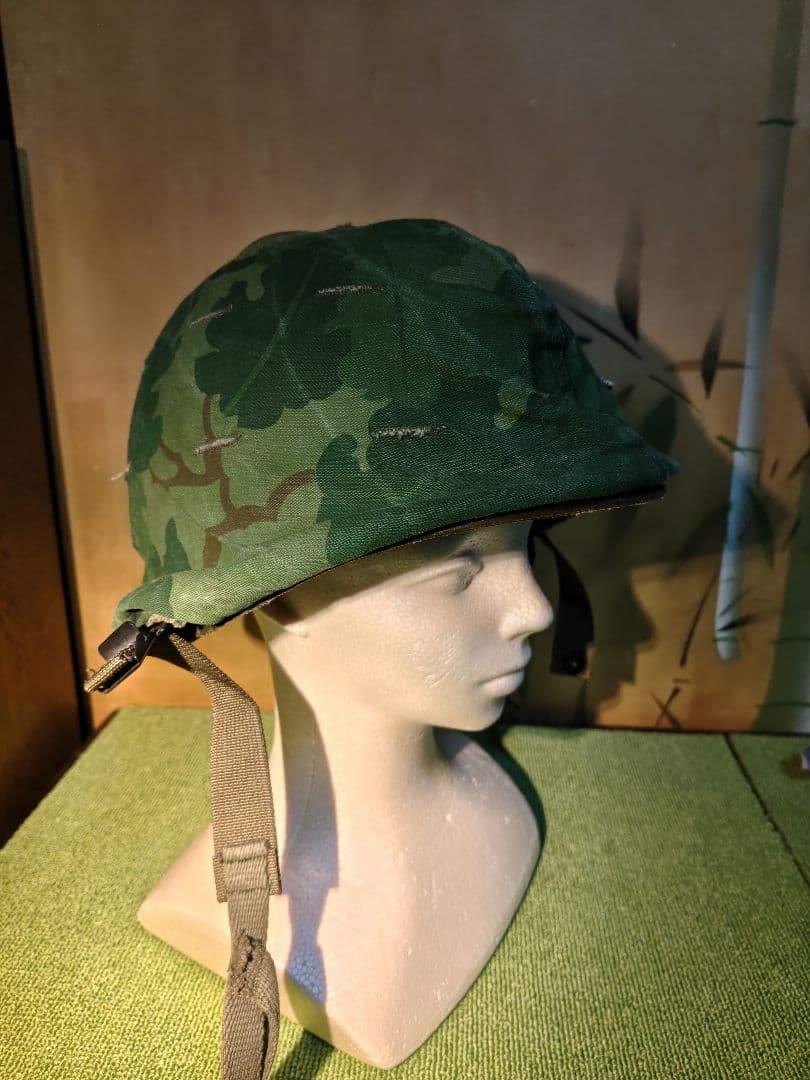 米軍実物　ベトナム戦争 M1ヘルメット　ミッチェルパターン　空挺型M1Cライナー