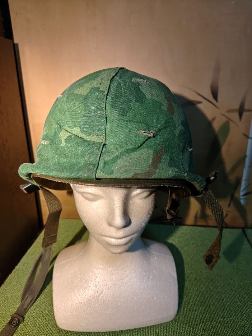 米軍実物　ベトナム戦争 M1ヘルメット　ミッチェルパターン　空挺型M1Cライナー