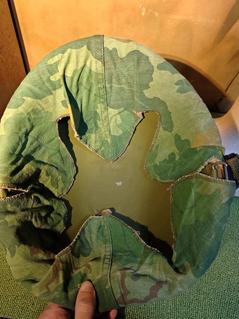 米軍実物　ベトナム戦争 M1ヘルメット　ミッチェルパターン　空挺型M1Cライナー