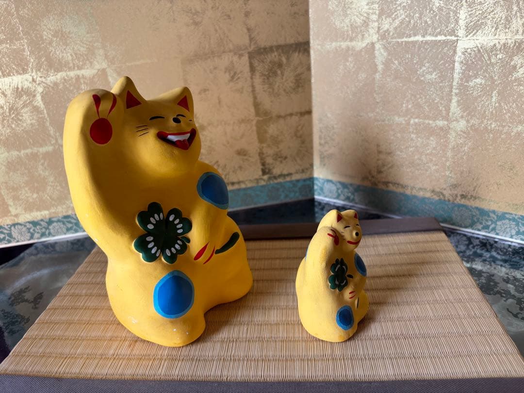 湯布院　輪葉葉招き猫　大猫子猫セット