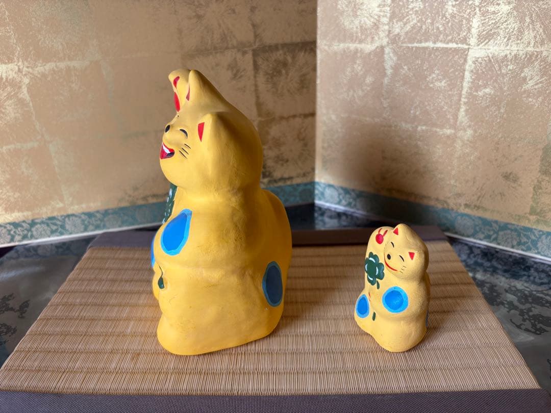 湯布院　輪葉葉招き猫　大猫子猫セット