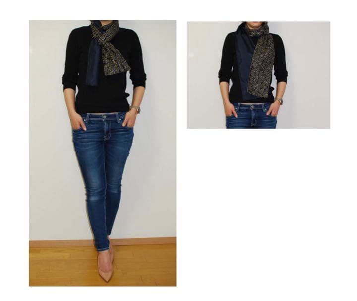 着物リメイク　大島紬のリバーシブルロングストール　秋名バラ　総柄　185㎝