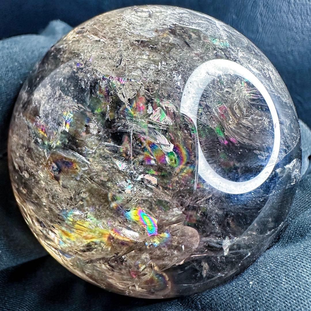 【開運·魔除 】別格高級品❗️レインボー☆スモーキークォーツスフィア丸玉A1388