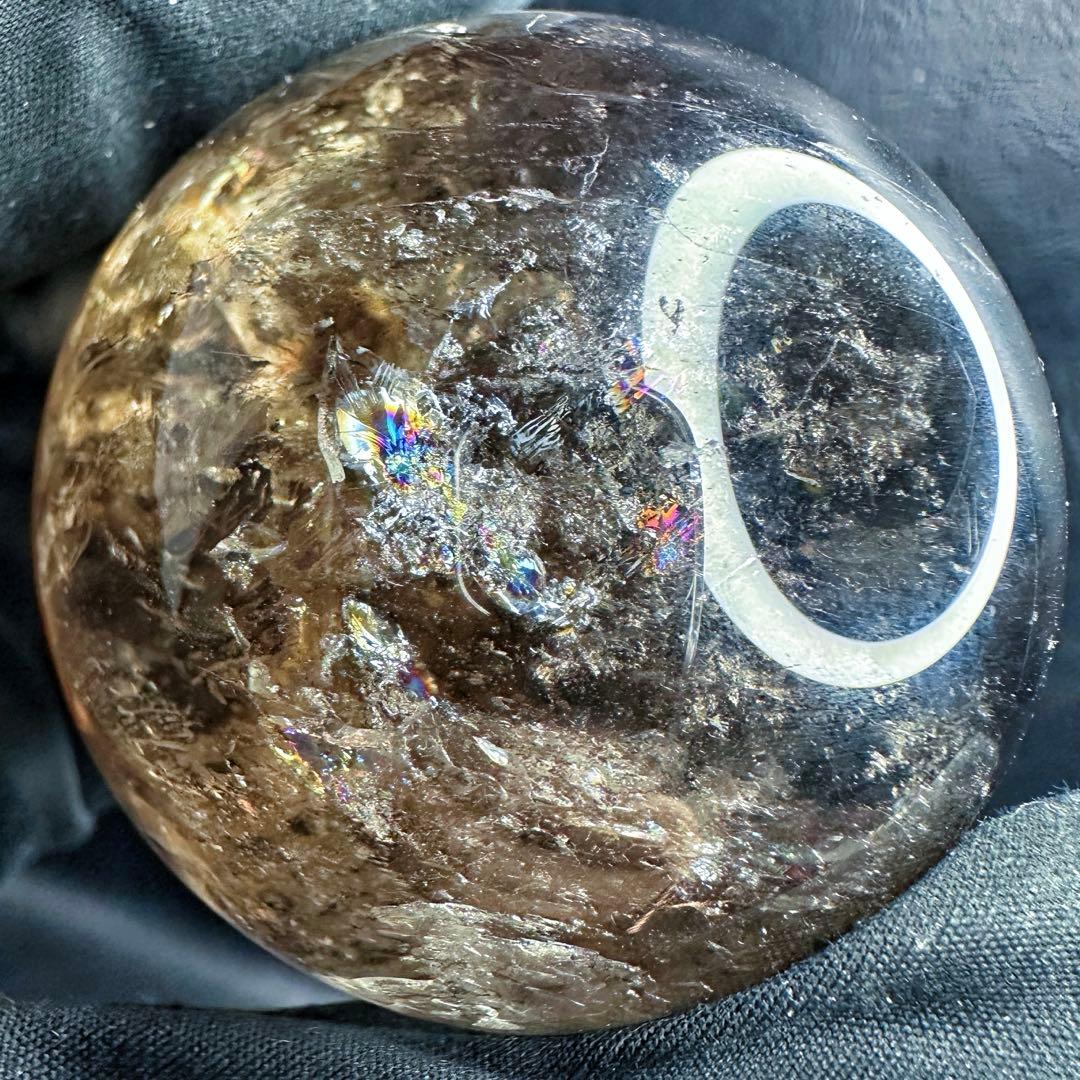 【開運·魔除 】別格高級品❗️レインボー☆スモーキークォーツスフィア丸玉A1388