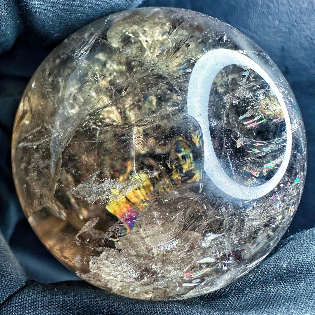 【開運·魔除 】別格高級品❗️レインボー☆スモーキークォーツスフィア丸玉A1388