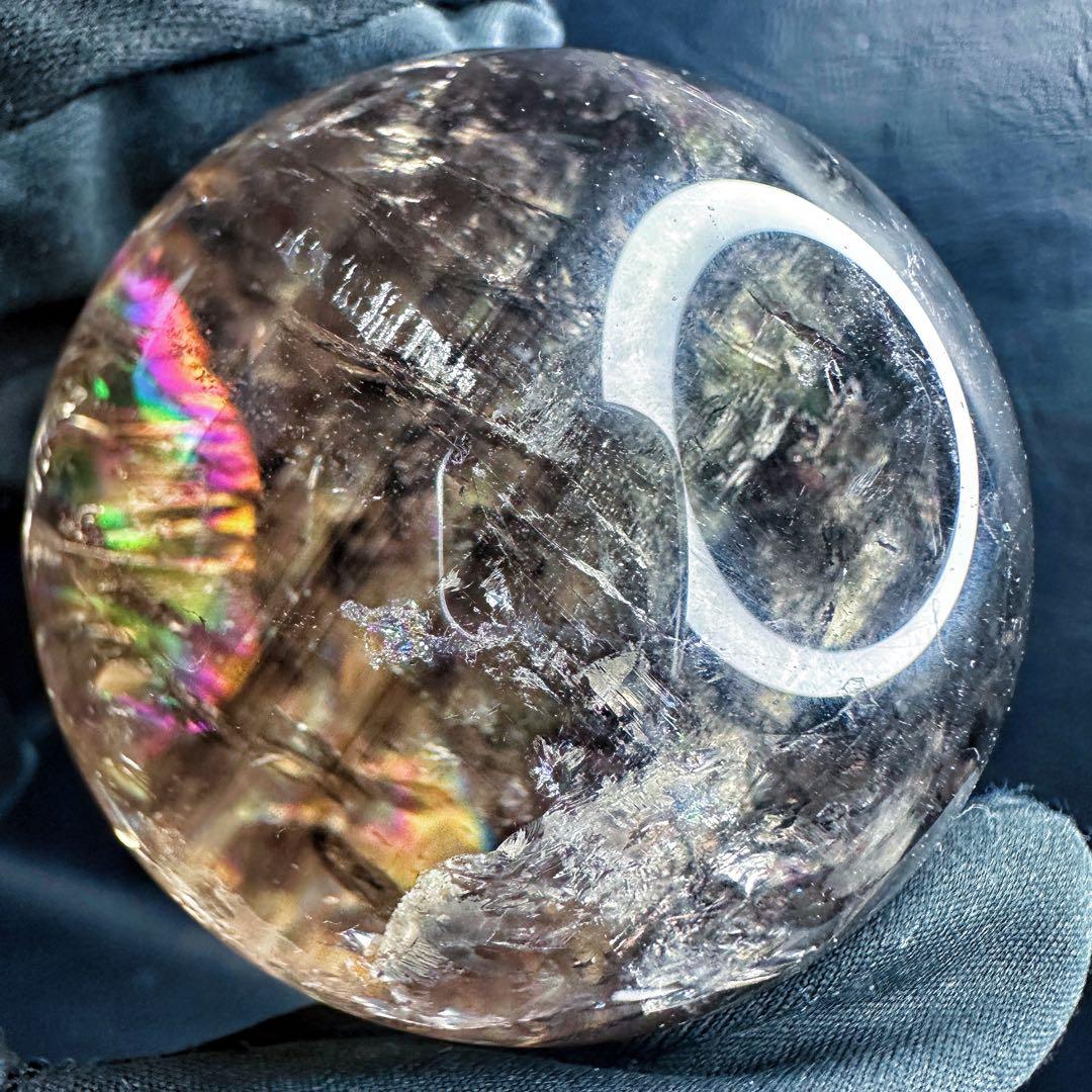 【開運·魔除 】別格高級品❗️レインボー☆スモーキークォーツスフィア丸玉A1388