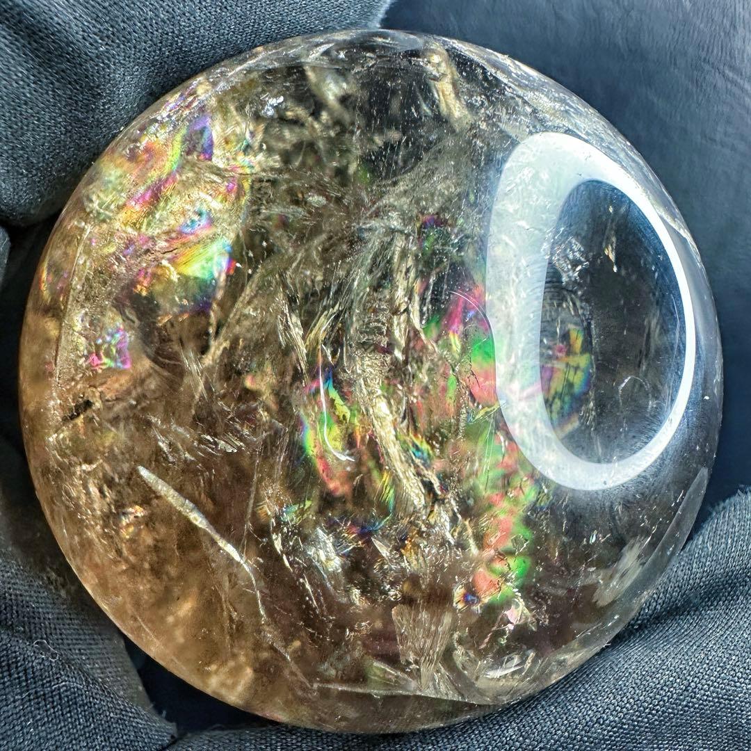 【開運·魔除 】別格高級品❗️レインボー☆スモーキークォーツスフィア丸玉A1388