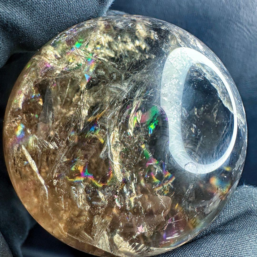 【開運·魔除 】別格高級品❗️レインボー☆スモーキークォーツスフィア丸玉A1388