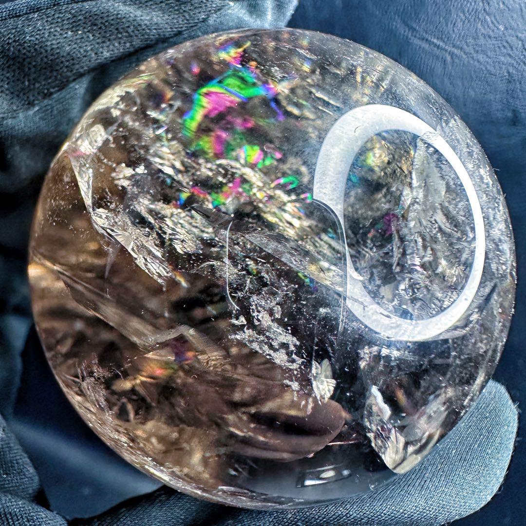 【開運·魔除 】別格高級品❗️レインボー☆スモーキークォーツスフィア丸玉A1388