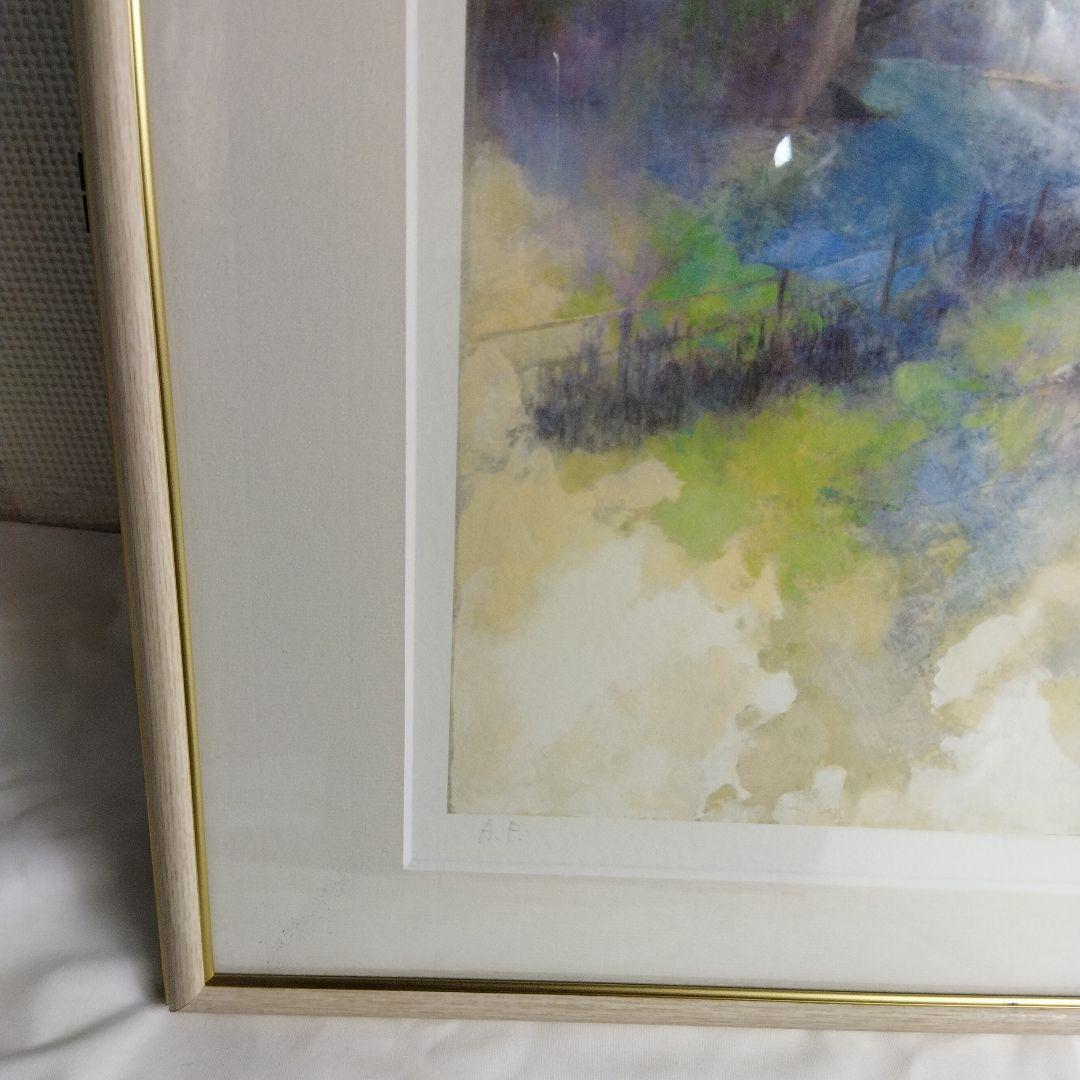 柳井貴光　風景画 初夏　軽井沢　千ケ滝　フレーム付き