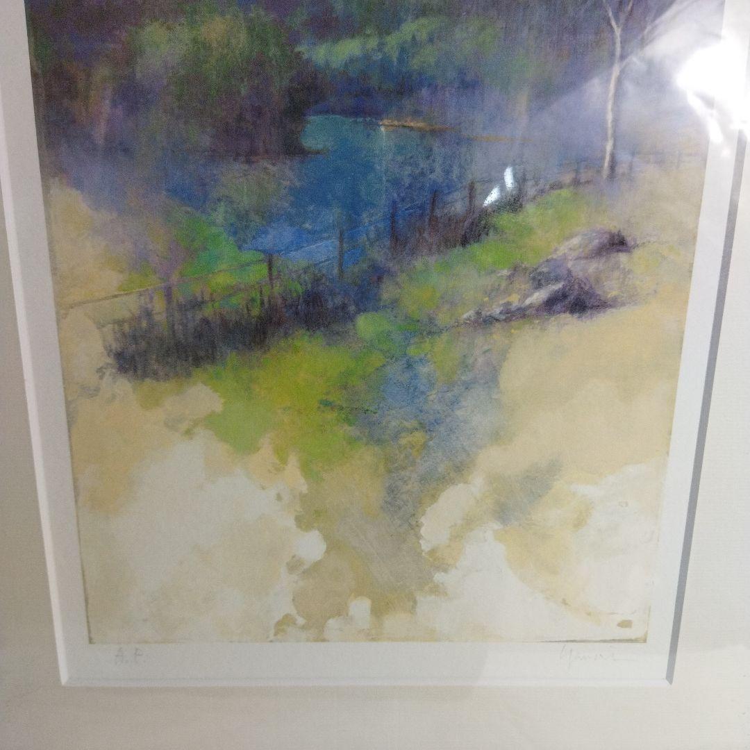 柳井貴光　風景画 初夏　軽井沢　千ケ滝　フレーム付き