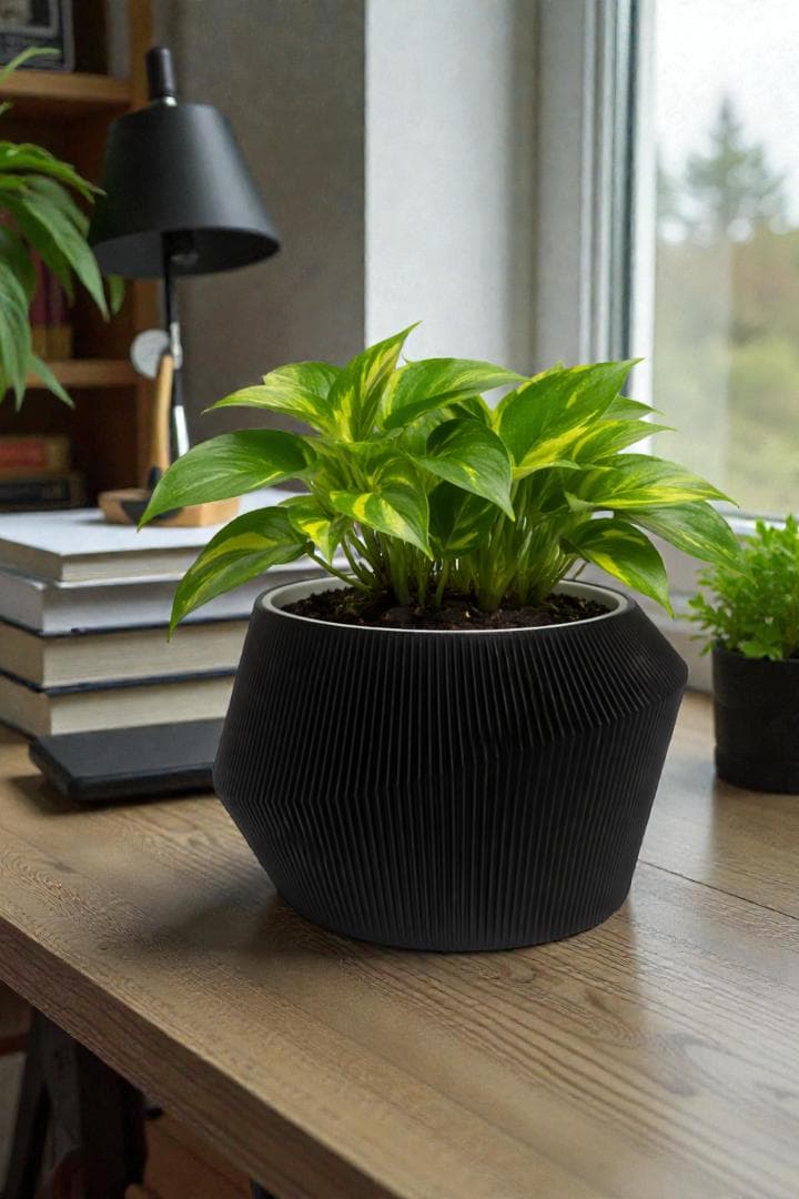 スタイリッシュな黒い植木鉢