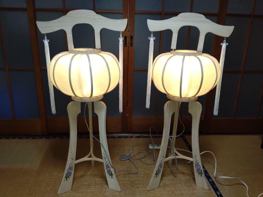 【箱付・美品】木製灯ろう　彩(あやか)１号　一対(２基)　桐素材