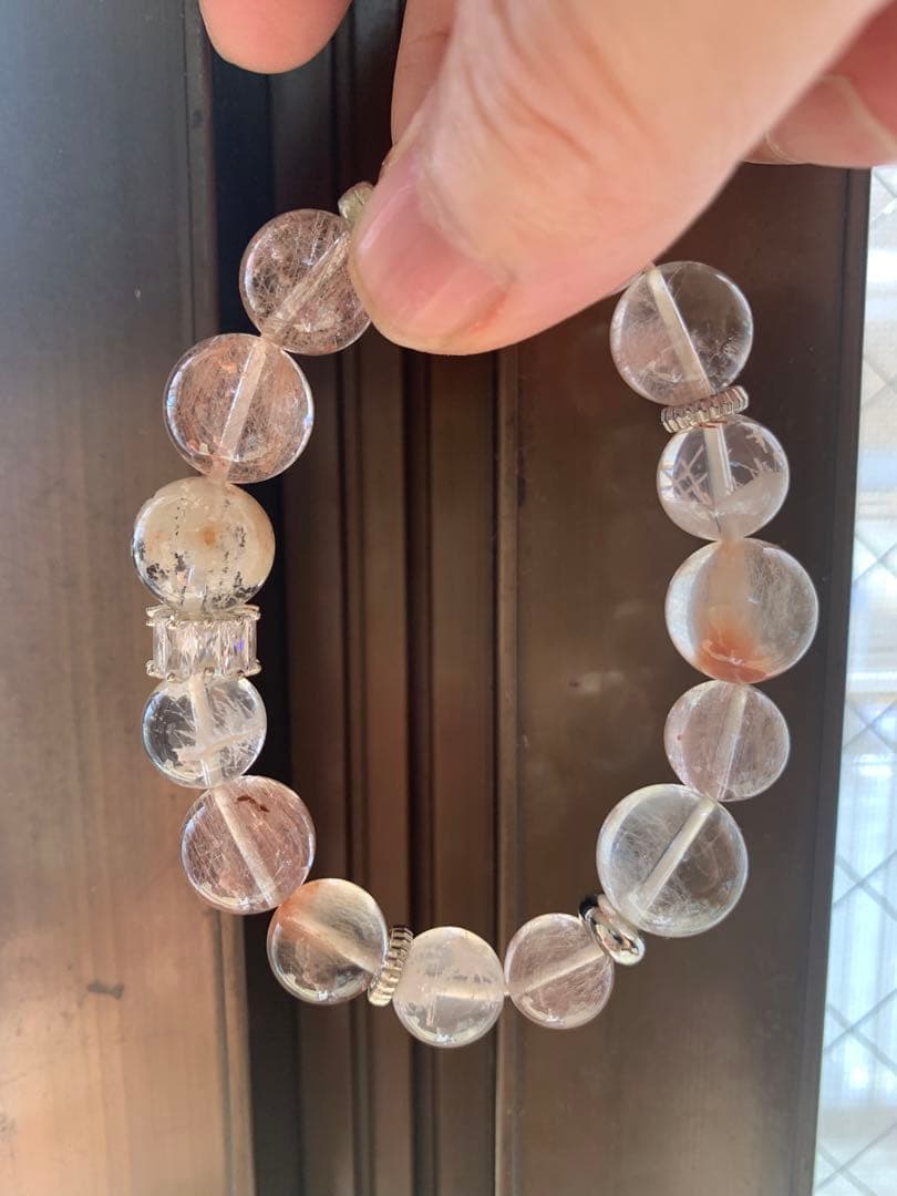 きまぐれお値下げ ピンクサゲニティック ブレスレット 雪霜