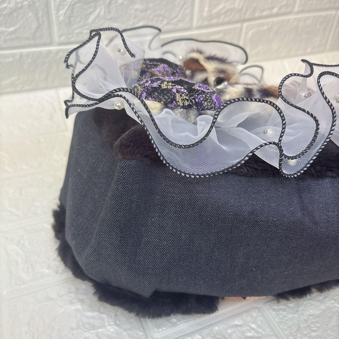 k*n様 コヤンイサムチョン　トートバッグ　デニム　ヒョウ　たっぷりレース　ラウ