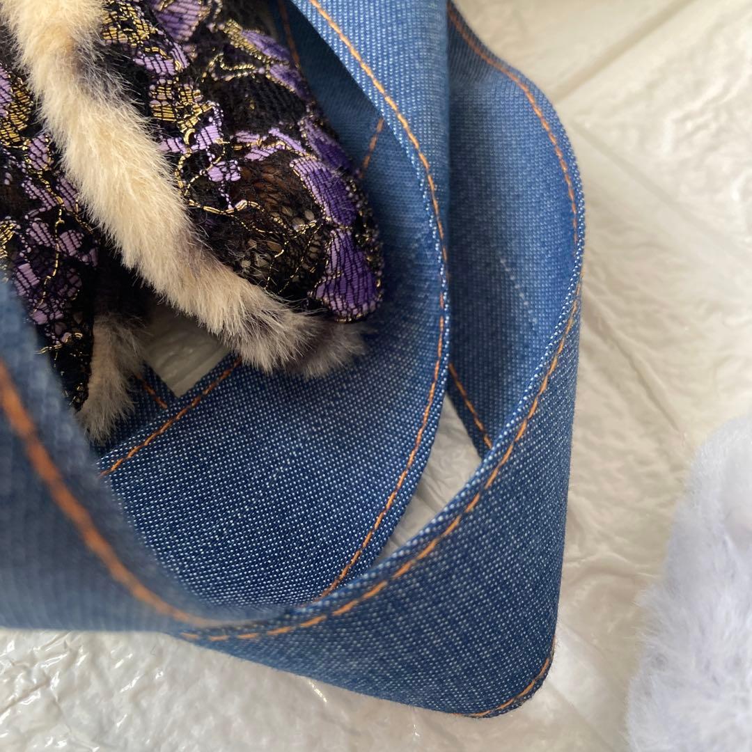 k*n様 コヤンイサムチョン　トートバッグ　デニム　ヒョウ　たっぷりレース　ラウ