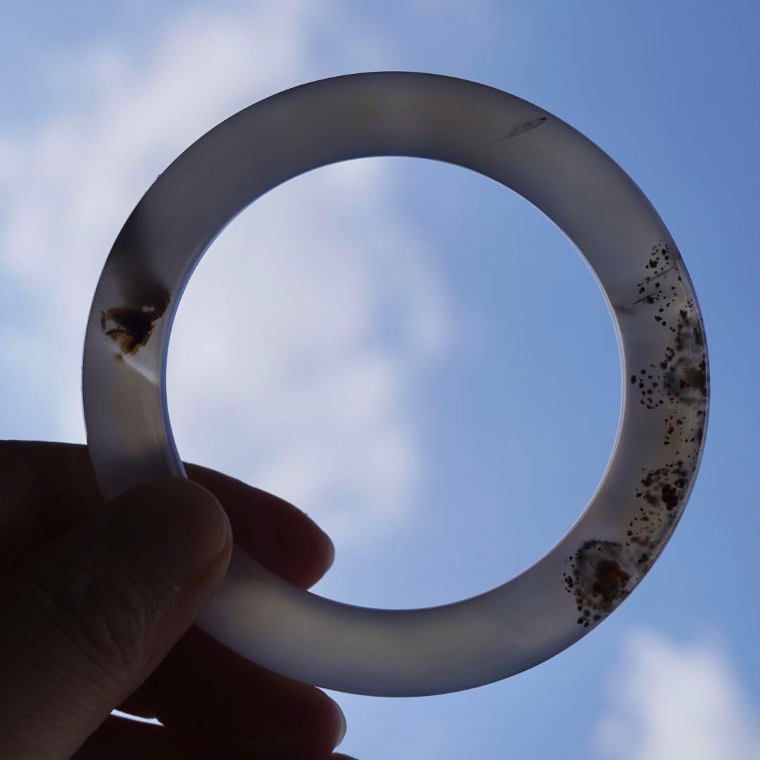 ❄メノウ カルセドニー 玉髄 バングル　腕輪　 新品 0082