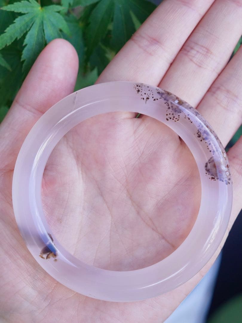 ❄メノウ カルセドニー 玉髄 バングル　腕輪　 新品 0082