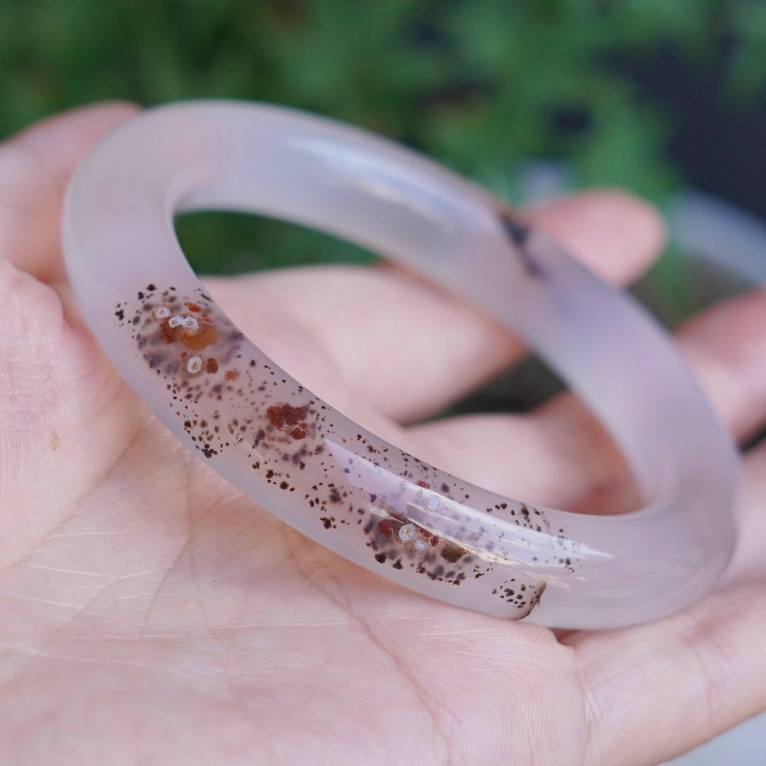 ❄メノウ カルセドニー 玉髄 バングル　腕輪　 新品 0082