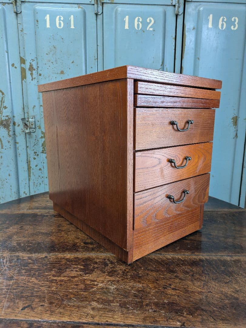 懐かしい昭和レトロ商品☆文机 折り畳み式テ ーブル 三段引き出し　和製家具