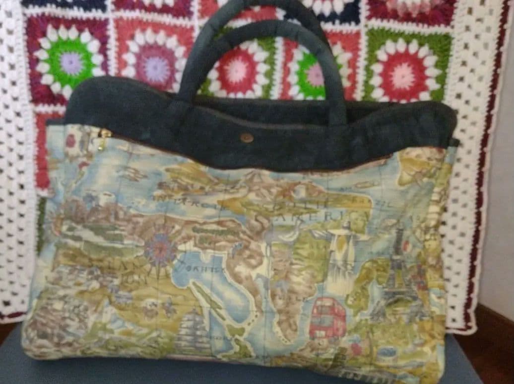 手縫いパッチワーク ログキャビン レッスンバッグ