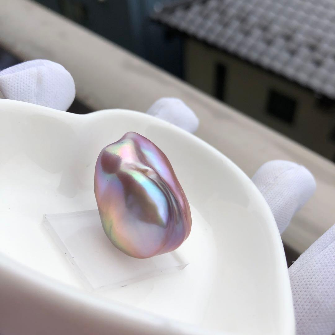 虹色　大粒本真珠　淡水バロックパールリング　オーダーページMT76