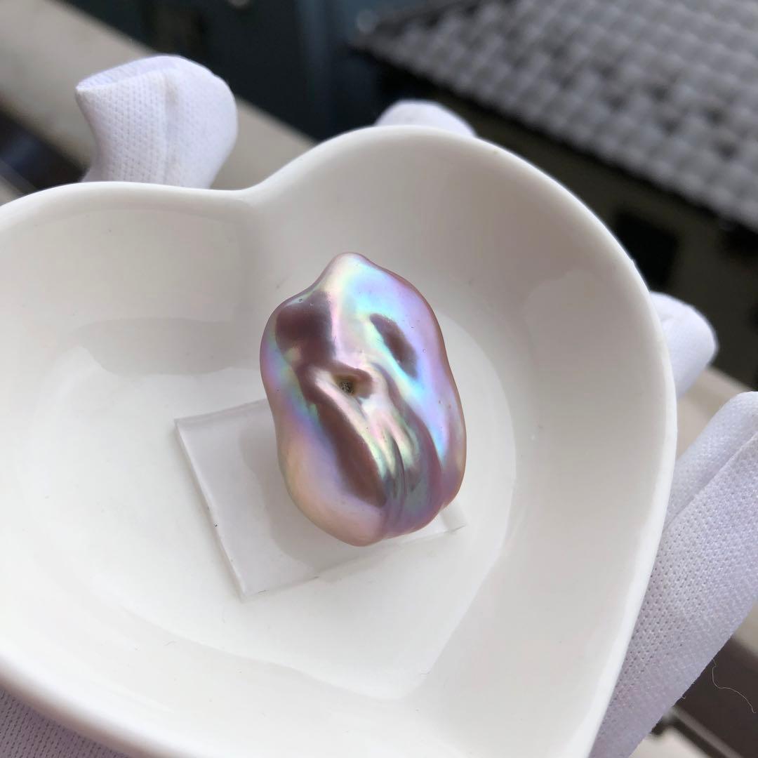 虹色　大粒本真珠　淡水バロックパールリング　オーダーページMT76